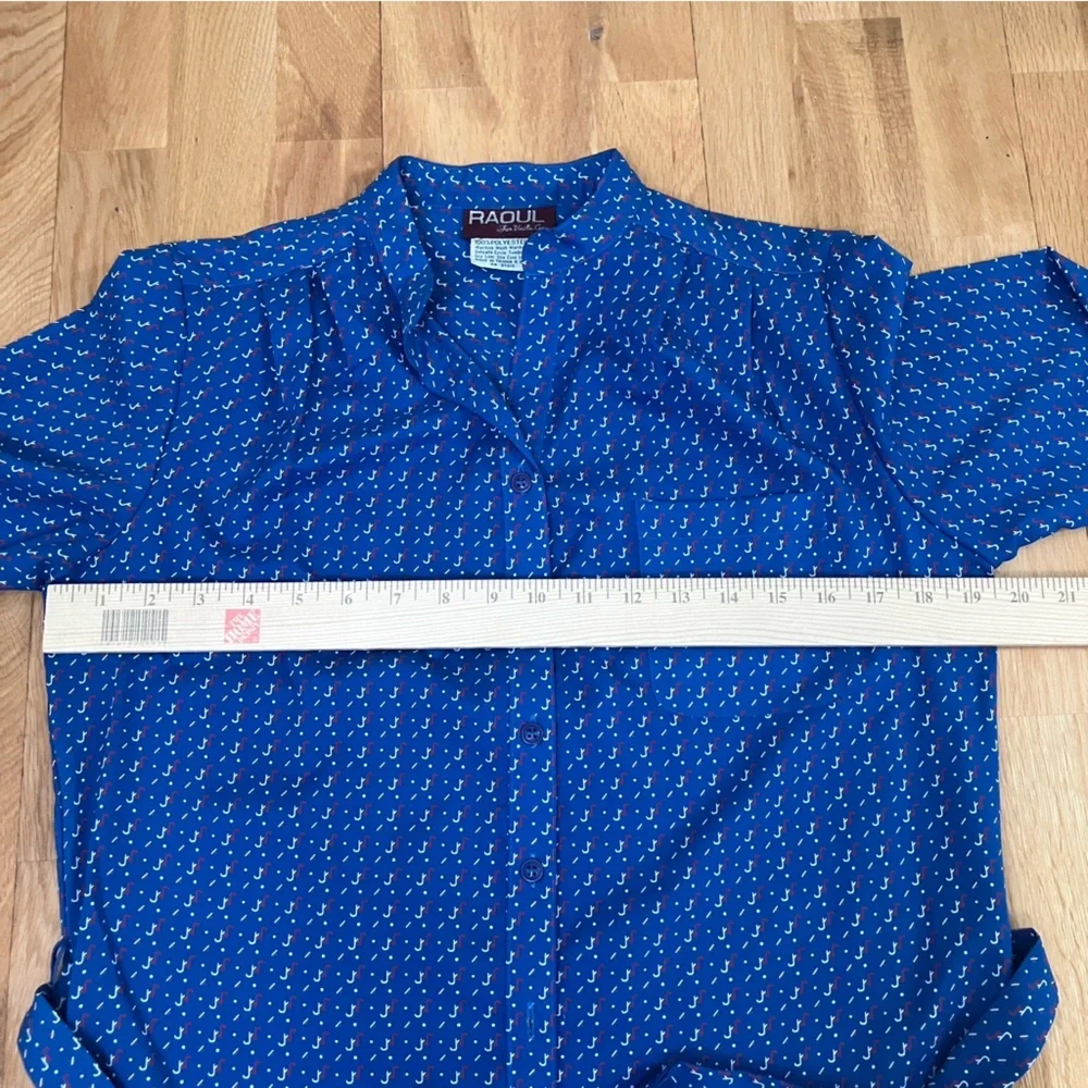 Vintage Raoul Elegant Patterned Blue Women's Dress - Picture 10 of 11